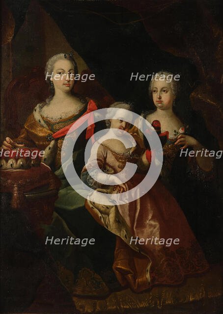 Archduchess Maria Theresa with her two sisters Maria Anna (1718-1744) and Maria Amalia...18th cen... Creator: Anonymous.