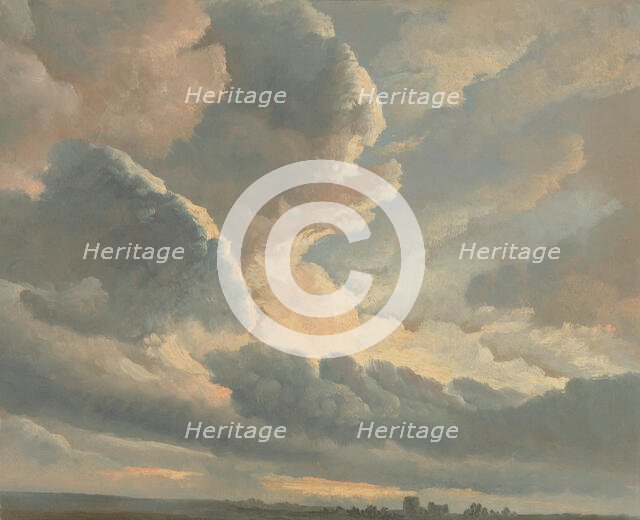 Study of Clouds with a Sunset near Rome, 1786-1801. Creator: Simon Alexandre Clement Denis.