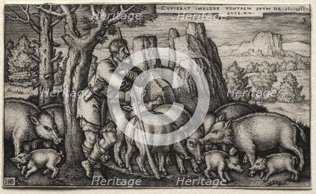 The Prodigal Son: Tending Swine. Creator: Hans Sebald Beham (German, 1500-1550).