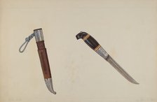 Trapper's Hunting Knife, 1935/1942. Creator: Cecil Smith.