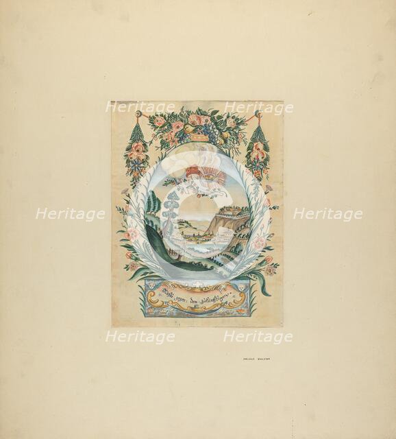 Zoar Decorative Painting: "This World and the Next", c. 1938. Creator: Angelo Bulone.