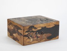 A makimono box decorated with scenes from the Genji romance, Momoyama period, 16th century. Creator: Unknown.