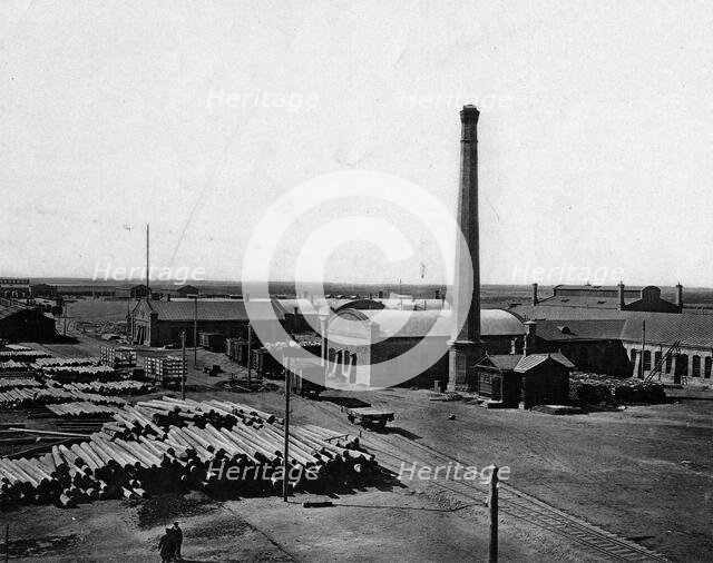West-Siberian Railroad. Main Workshop of the Omsk Station. General View, 1892-1896 Creator: Unknown.