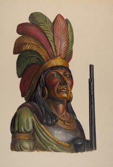 Cigar Store Indian, c. 1937. Creator: Walter Hochstrasser.