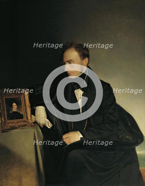The painter Franz Wipplinger, looking at the miniature portrait of his deceased sister, 1833. Creator: Franz Eybl.