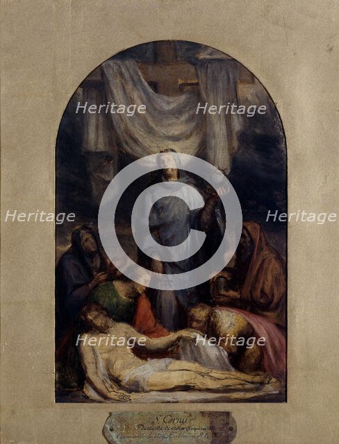 Esquisse pour la chapelle de la Compassion de l'église Saint-Roch : "Le Christ descendu..., 1856. Creator: Sebastien-Melchior Cornu.