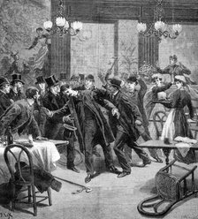 Attack against M Georgewitch, minister of Serbia in Paris 1893. Artist: Frederic Lix