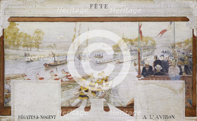 Esquisse pour la salle des fêtes de la mairie de Nogent-sur-Marne : Fête : Régate à Nogent..., 1889. Creator: Edmond Debon.