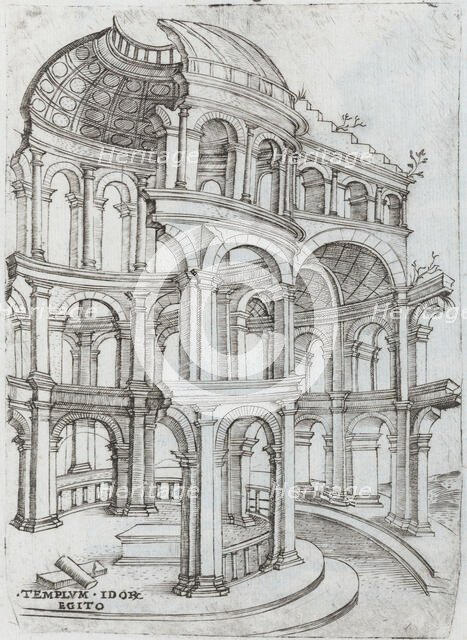 Templum Isaiae Prophetae, from a Series of Prints depicting (reconstructed)..., Plate ca. 1530-1550. Creator: Master GA.