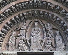 Tympanum of the portal of the church of Santo Domingo de Soria, decorated with the Eternal Father…