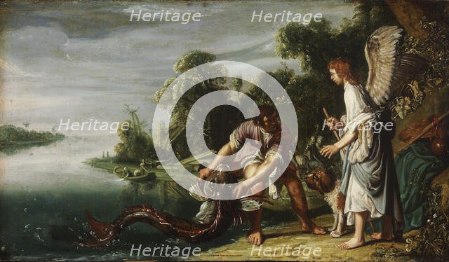The Angel and Tobias with the Fish, 1610s. Creator: Lastman, Pieter Pietersz. (1583-1633).