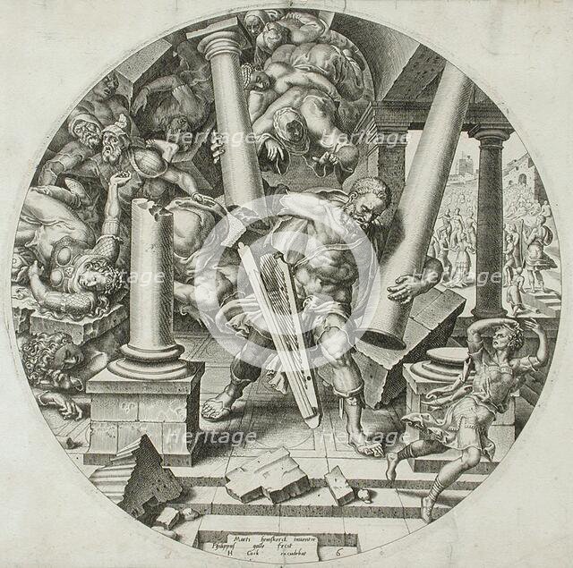 Samson Destroying the Temple, c1560. Creator: Philip Galle.