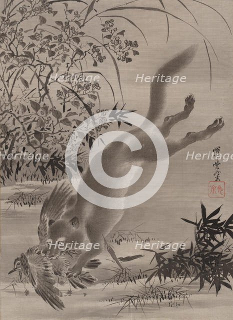 Fox Catching Bird, ca. 1887. Creator: Kawanabe Kyosai.