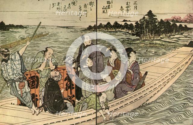 People travelling in a boat, 1804, (1924). Creator: Utagawa Toyohiro.