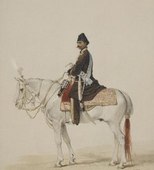 Equestrian Portrait of Naser al-Din Shah Qajar (1831-1896), 1873. Artist: Zichy, Mihály (1827-1906)