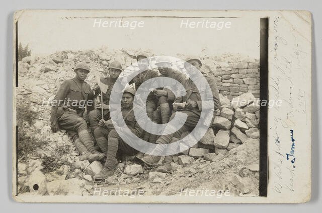 Photographic postcard of soliders in World War One at Verdun, July 2018. Creator: Unknown.