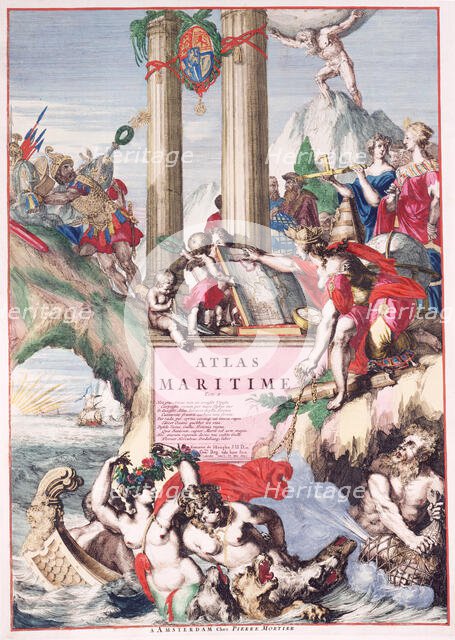 Title page of a maritime atlas, c1693-c1694. Creator: Romeyn de Hooghe.