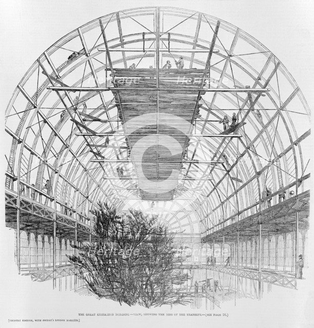 Building in Hyde Park, London for the Great Exhibition, 1851. Artist: Unknown
