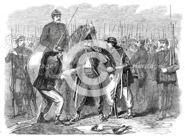 Searching Neapolitan prisoners at St. Angelo - from a sketch by our special artist, Frank..., 1860. Creator: Unknown.