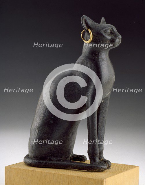 Model of the cat-goddess Bastet, Late Period (Egypt), (c715 BC-343 BC). Artist: Unknown.