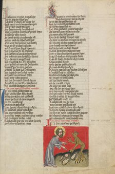 The Temptation of Christ; Weltchronik, about 1400-1410. Creator: Unknown.