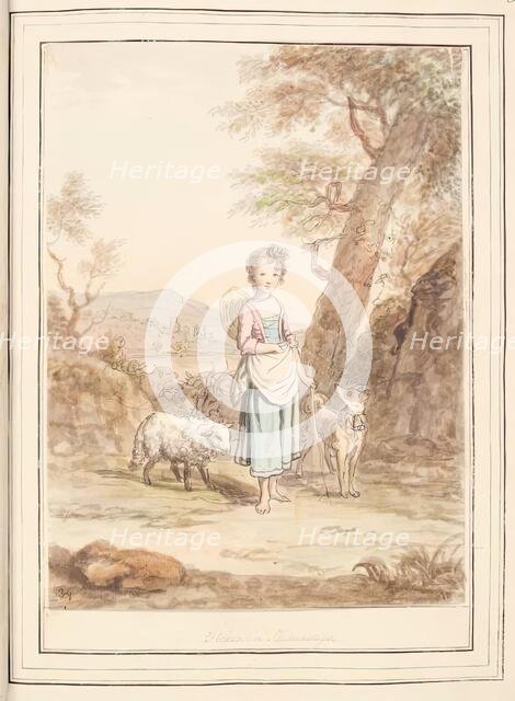 Florentine Shepherdess, leaf from 'A Collection of Dresses by David Allan Mostly from Nature', 1776. Creator: David Allan.