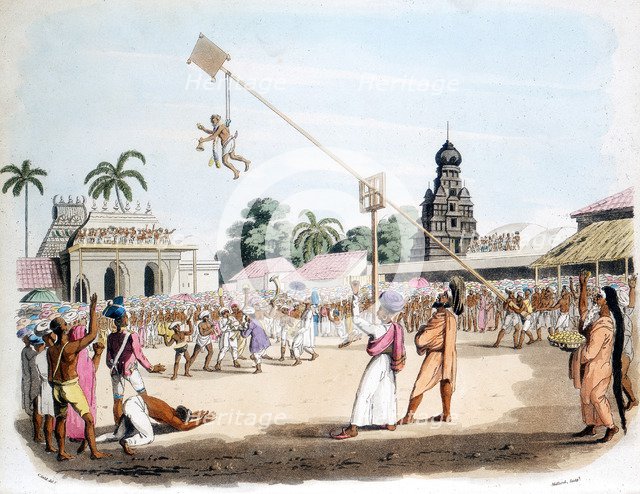 Ceremony honouring Mariatale, goddess of smallpox, Negapattam, India, 1806. Artist: Unknown