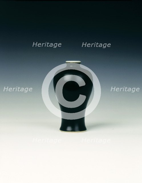 Mirror black miniature meiping vase, Qing dynasty, Kangxi period, China, 1700-1722. Artist: Unknown
