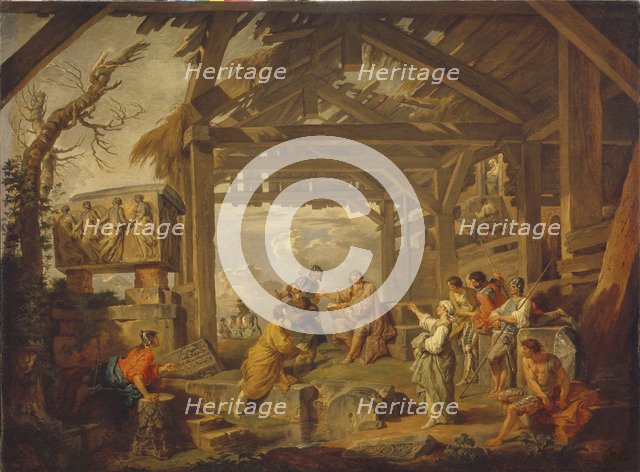 Cumaean Sibyl prophesied the Birth of Christ, 1738. Artist: Panini, Giovanni Paolo (1691-1765)