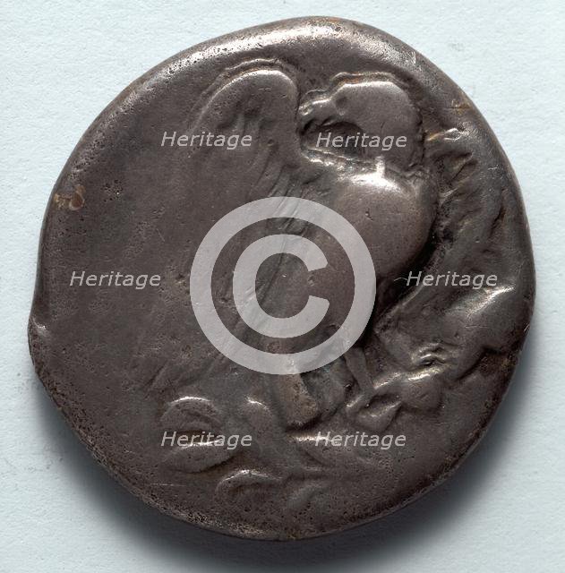 Stater: Eagle with Spread Wings on Olive Branch (obverse), 471-421 BC. Creator: Unknown.
