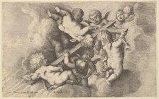 Seven putti carrying the cross, 1646. Creator: Wenceslaus Hollar.
