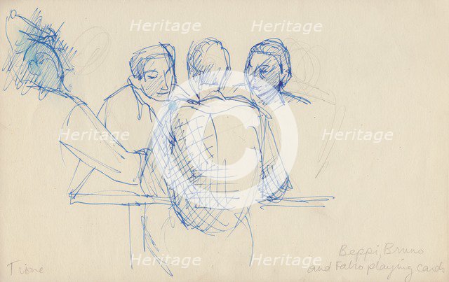 'Beppi, Bruno and Fabio playing cards', c1950.  Creator: Shirley Markham.