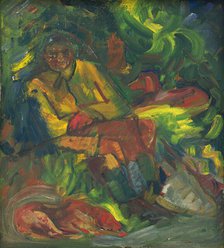 Resting Hunter with Two Dogs, 1940-1944. Creator: Arnold Peter Weisz-Kubincan.