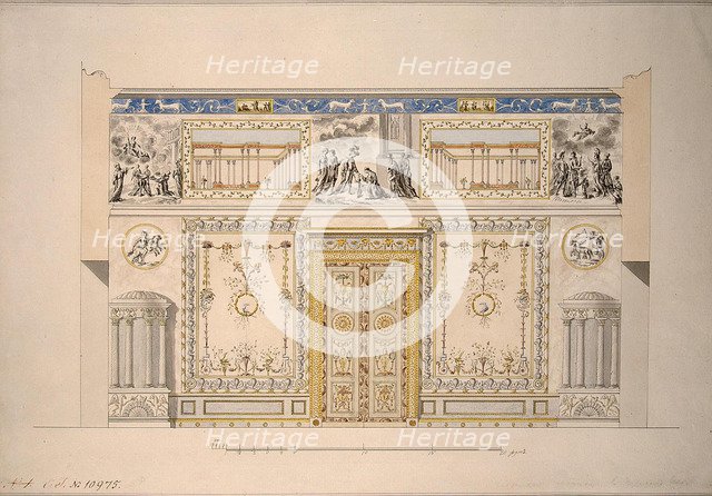 Design for the Lyons Hall (Yellow Drawing-Room) in the Great Palace of Tsarskoye Selo, Early 1780s. Artist: Cameron, Charles (ca. 1730/40-1812)