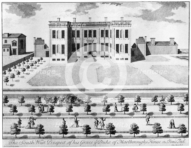 Marlborough House from the south-west, 17th century, (1908).Artist: John Harris