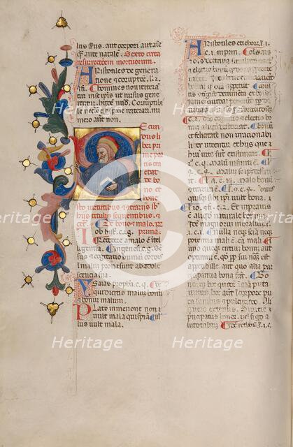 Initial S: Bust Portrait of a Bearded Man; Compendium moralium notabilium, early 15th century. Creator: Cristoforo Cortese.