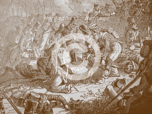 Death of General Gudin at the Battle of Valutino, 1830s. Artist: Philippoteaux, Henri Félix Emmanuel (1815-1884)