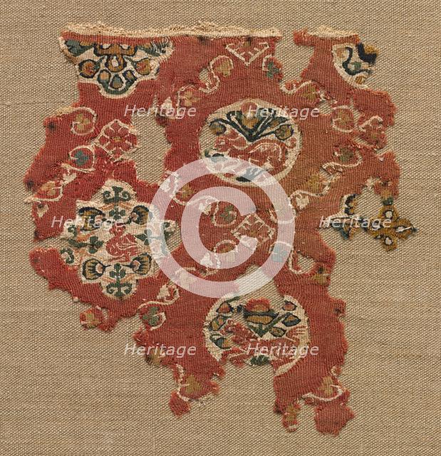 Tapestry with lattice of animals in medallions, 600s-700s. Creator: Unknown.