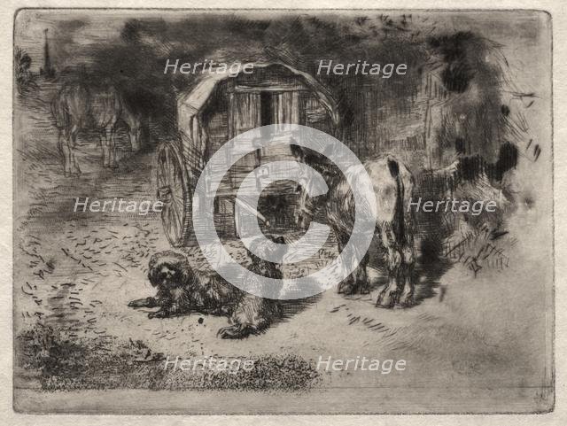 The Guardians of the House, or the Friends of the Saltimbanque, c. 1875. Creator: Félix Hilaire Buhot (French, 1847-1898).