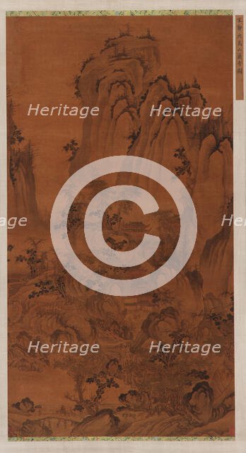 Landscape: a mountain gorge, a stream, buildings and people, Ming dynasty, 15th-16th century. Creator: Unknown.