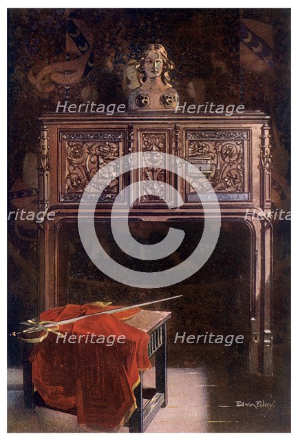 Carved oak Lous XII dressoir, 1910.Artist: Edwin Foley