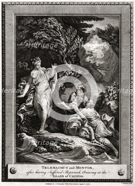 'Telemachus and Mentor, after having suffered a shipwreck, arrive at the Island of Calypso', 1774. Artist: Charles Grignion