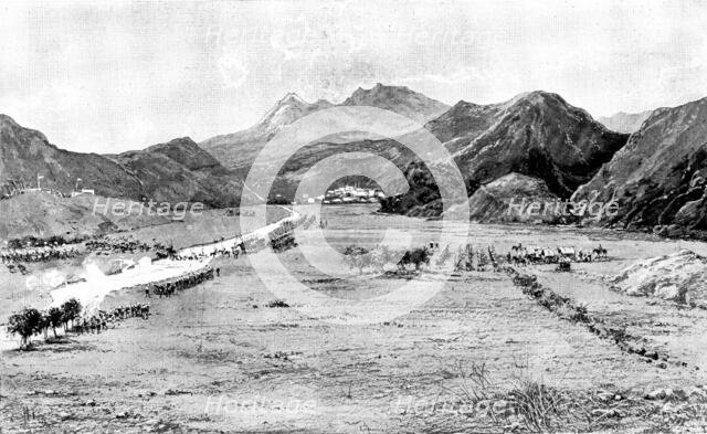 The Chitral Expedition: the Chitral Relief Force crossing the Swat River, 1895. Creator: Unknown.