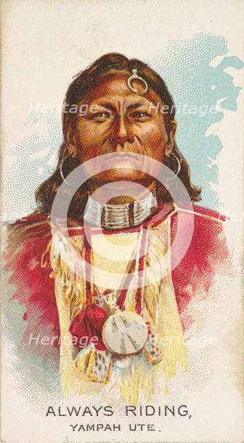 Always Riding, Yampah Ute, from the American Indian Chiefs series (N2) for Allen & Ginter ..., 1888. Creator: Allen & Ginter.