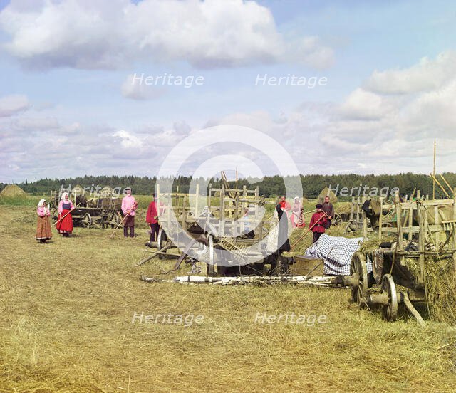 Haying, near rest time [Russian Empire], 1909. Creator: Sergey Mikhaylovich Prokudin-Gorsky.