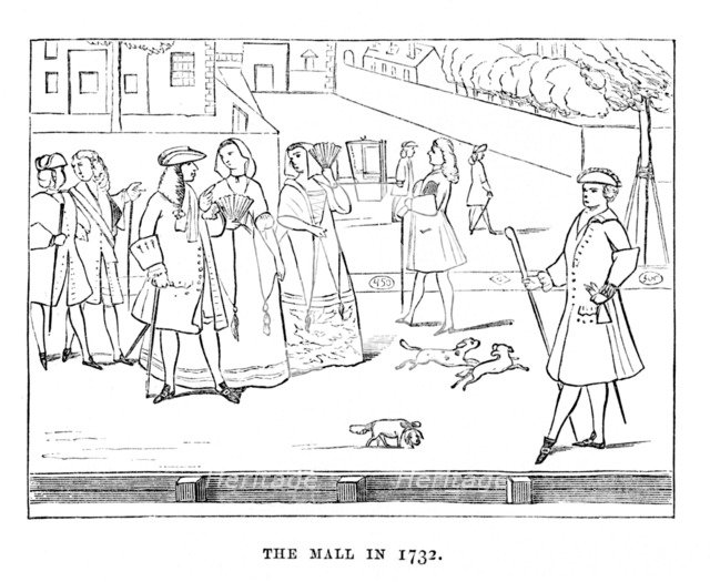 'The Mall in 1732', c1870. Artist: Unknown.