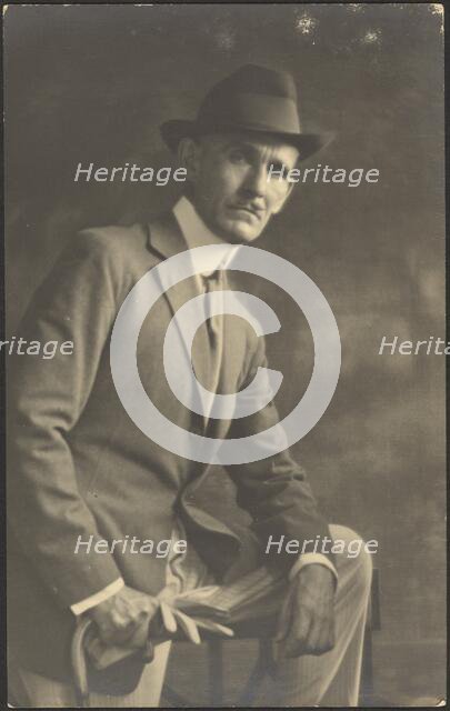 Portrait of a Man with Cane and Gloves, 1907-1943. Creator: Louis Fleckenstein.