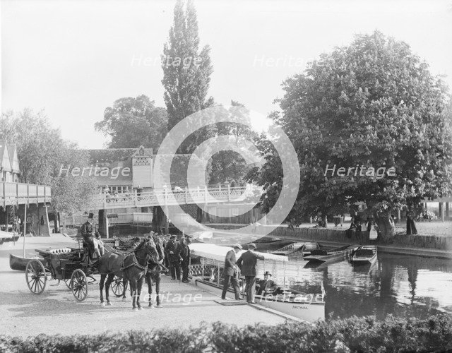 Edward, Prince of Wales sitting on the Arethusa, Goring, Oxfordshire, c1860-c1922. Artist: Henry Taunt