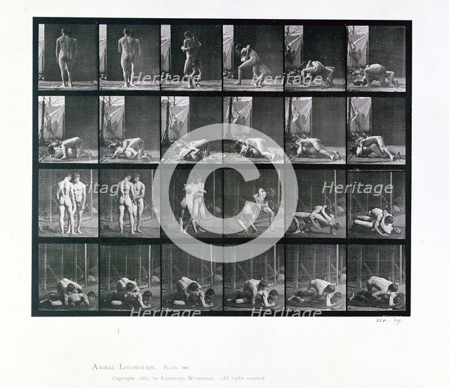 Two men wrestling, 1887. Artist: Eadweard J Muybridge