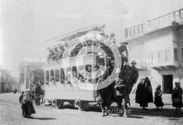 Soldiers from the East Surrey regiment in Kazimain, en route for Baghdad, Iraq, 1917-1919. Artist: Unknown
